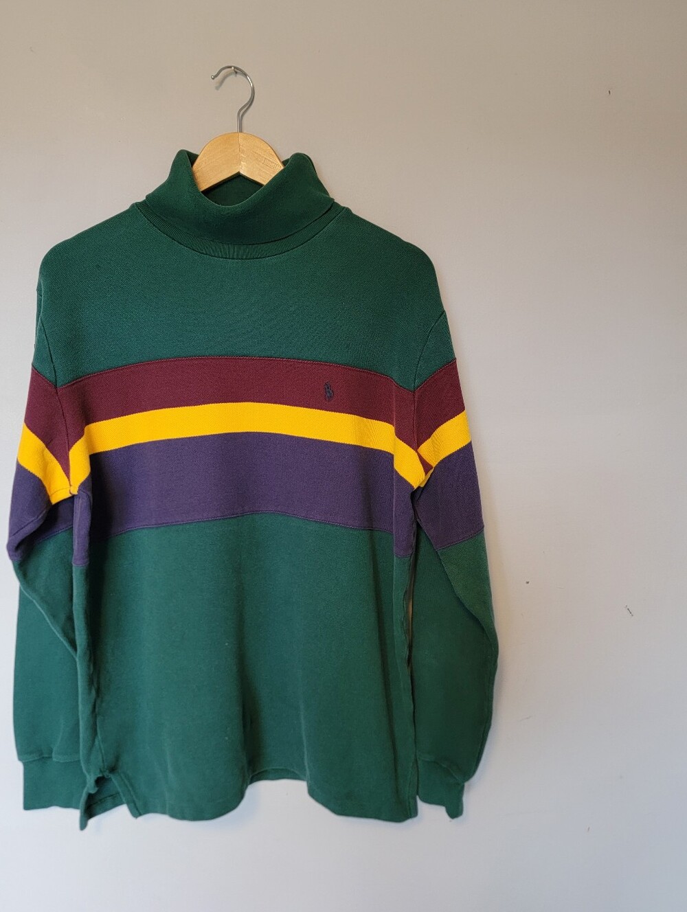 vintage ralph lauren polo striped rugby pique long sleeve turtleneck shirt 90s